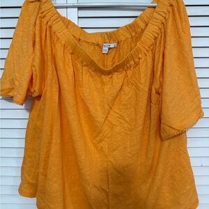 Chico’s Vibrant Orange Off-Shoulder Blouse
